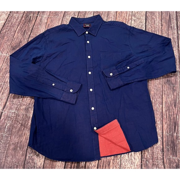 UNTUCKit Men Blue Quagliano Red Long Sleeve‎ Cotton Button Up Shirt Size XL - Picture 8 of 11
